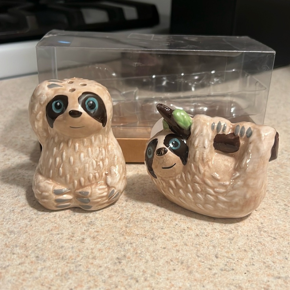 Sloth ceramic salt and pepper shakers